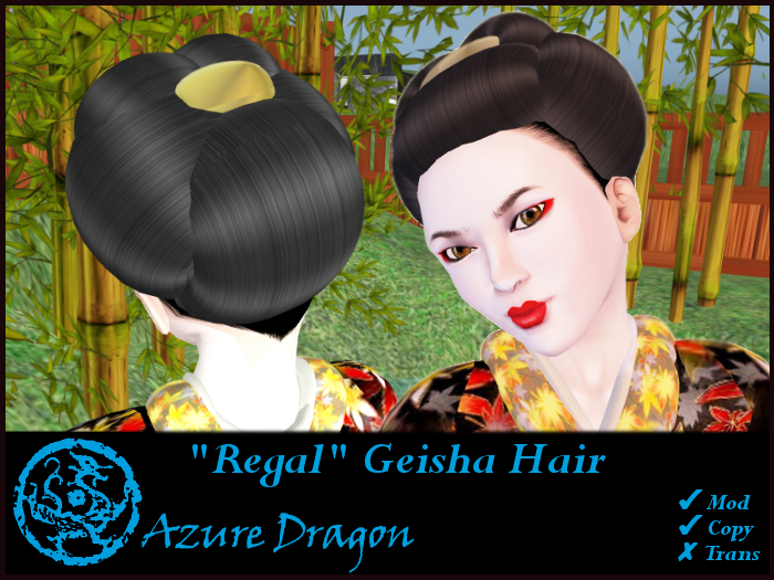 *Azure Dragon* Maiko Hair Regal Gold Black 1