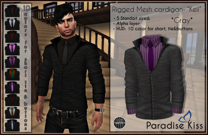 {Paradise Kiss} Keil-Rigged Mesh Cardigan-Grey