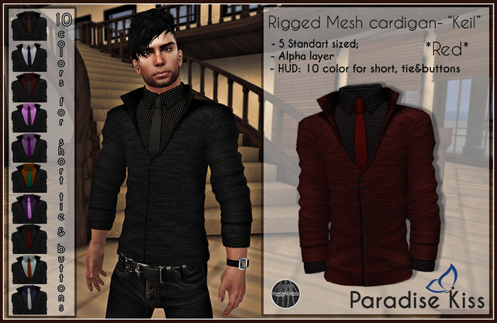 {Paradise Kiss} Keil-Rigged Mesh Cardigan-Red