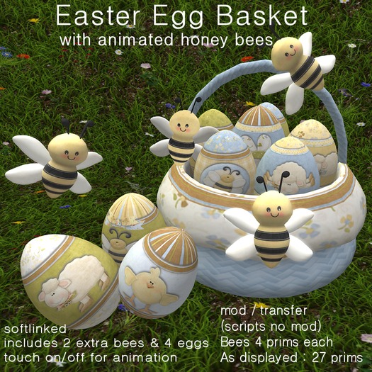 Easter Egg Basket with Animated Honey Bees