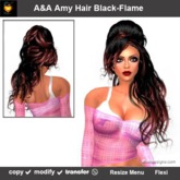 A&A Amy Hair Black-Flame (Special Color). Beehive updo with colorable/show/hide front streak