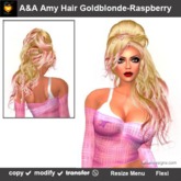 A&A Amy Hair Goldblonde-Raspberry (Special Color). Beehive updo with colorable/show/hide front streak