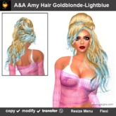 A&A Amy Hair Goldblonde-Lightblue (Special Color). Beehive updo with colorable/show/hide front streak