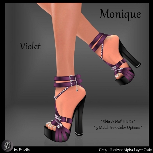 *Felicity* Monique Stilettos - Violet Studded Chunky High Heels Shoes (Sculpted Shoe with 5 Metal Trim Options)
