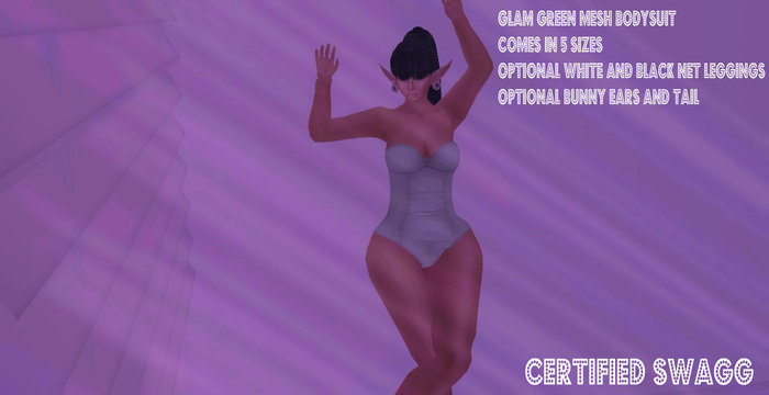 C.S Green Glam Mesh Bodysuit