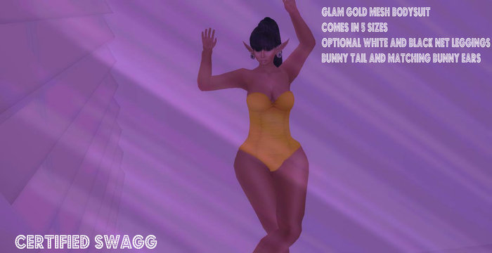 C.S Gold Bunny Mesh Bodysuit