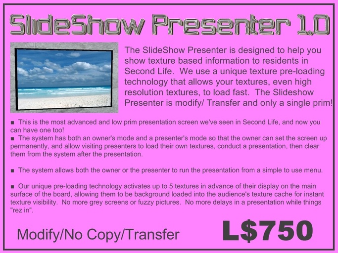 Slideshow Presenter with Texture Pre-Loading  (boxed)