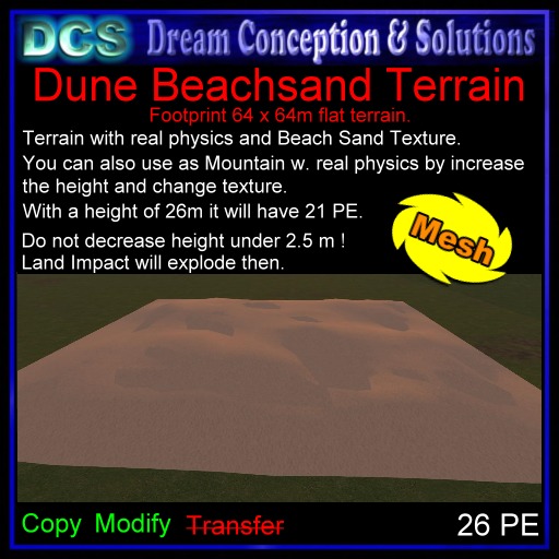 BeachSandTerrain 26PE phys 64x64m CM