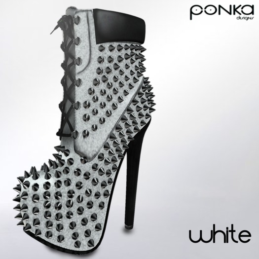 [Ponka] - Sean studded mesh boots White