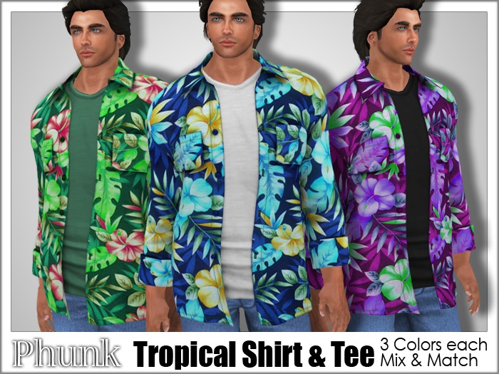 [Phunk] Mesh Tropical Shirt & Tee
