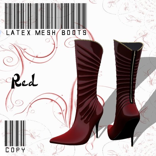 Latex red  Mesh Boots