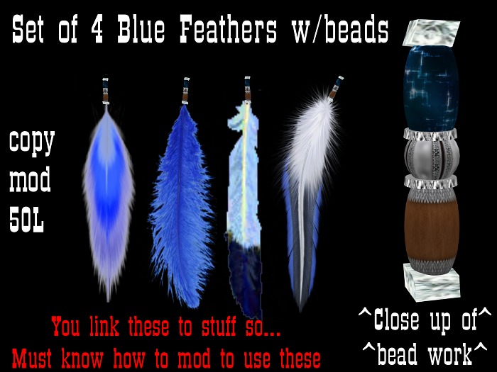 (DD&DE) 4 Blue Feathers