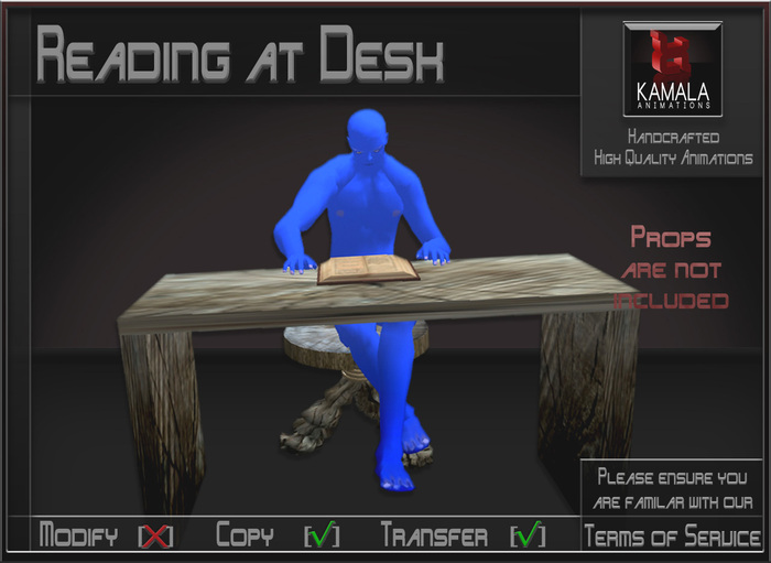 Second Life Marketplace Office *Reading at Desk* Animations for Builders