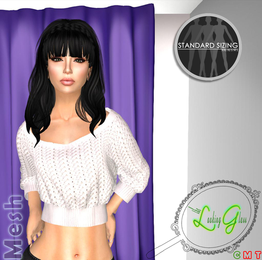 <TLG> White Cable Knit Cropped Sweater {MESH}