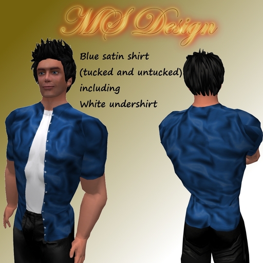 MS blue satin shirt with undershirt