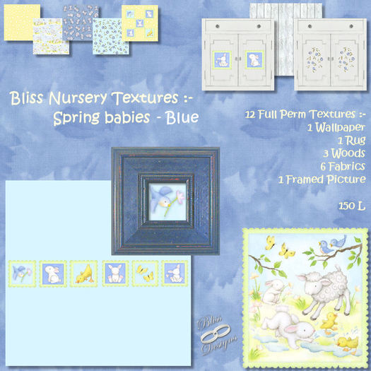 Bliss Nursery Textures - Spring Babies - Blue - Box