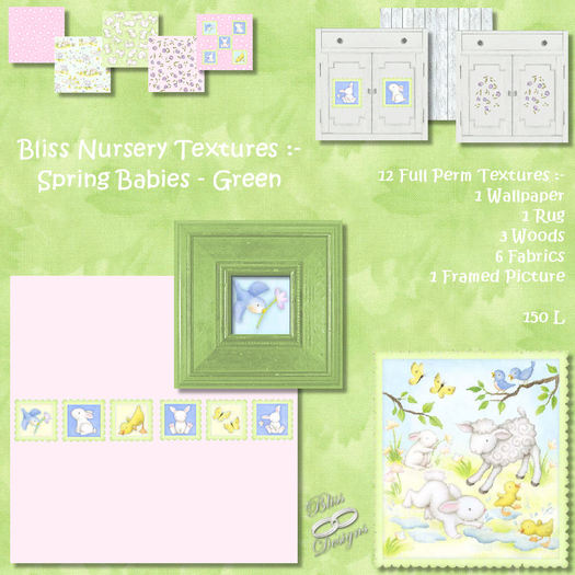 Bliss Nursery Textures - Spring Babies - Green - Box
