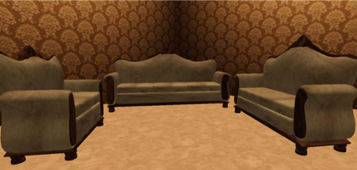 Victorian Leather Living Room Set - Tan [Boxed]