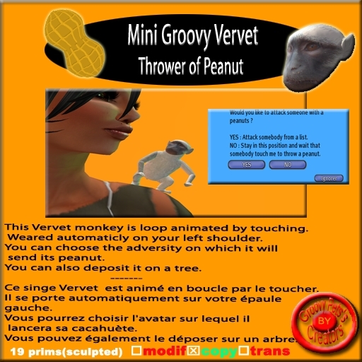 **Mini Groovy Vervet Monkey - Thrower of Peanut