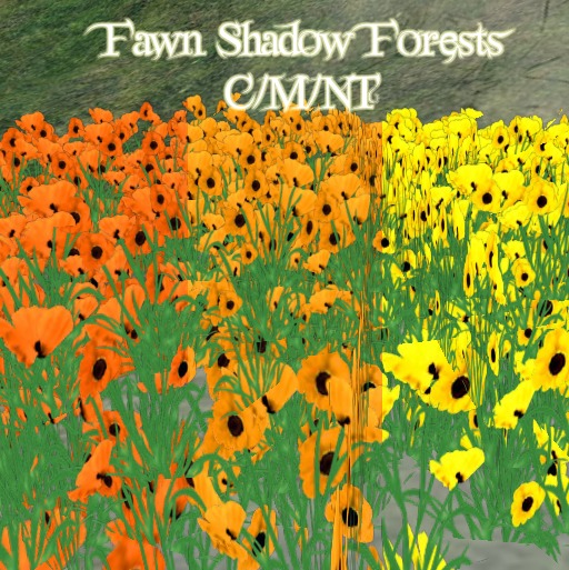 ~FSF~ Orange/Yellow Mesh/Sculpted Poppies 3-Pack