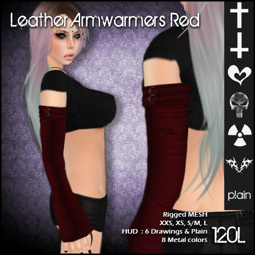 [ SAKIDE ] Leather Armwarmers Red