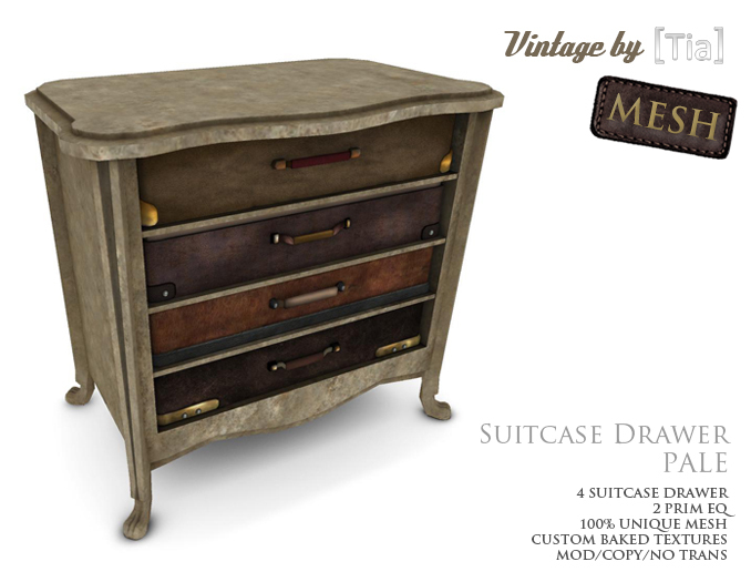 [Tia] Suitcase Drawer - Pale Iron (Boxed)
