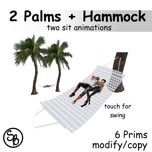 2 palms with cuddle hammock