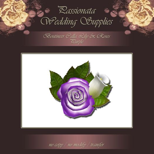 Boutineer Calla Lily & Rose - Purple