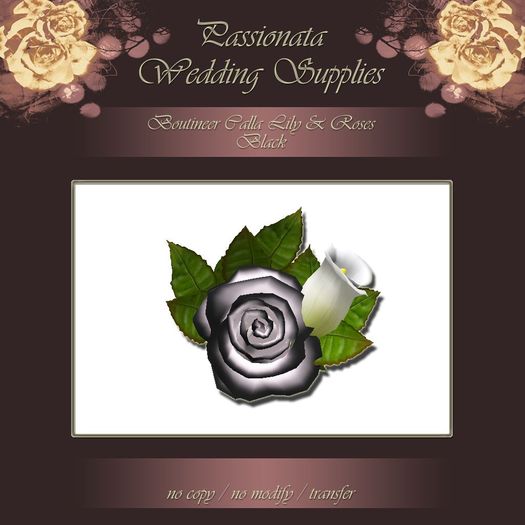 Boutineer Calla Lily & Rose - Black