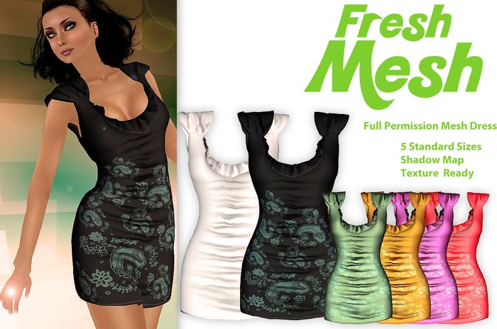 Fresh Mesh-Full Permission Mesh Dress Ruffled colar