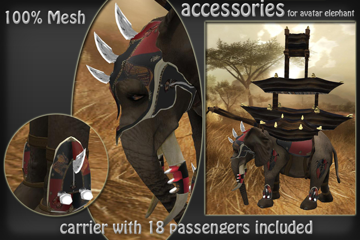 Black Red Accessories Elephant *** Mesh***