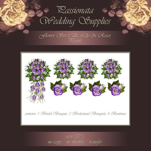 Flower Set Calla Lily & Rose - Purple