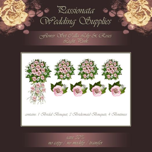 Flower Set Calla Lily & Rose - Light Pink