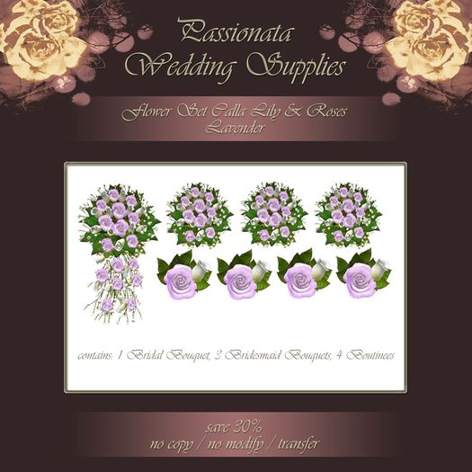 Flower Set Calla Lily & Rose - Lavender
