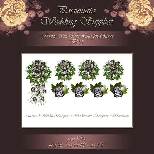 Flower Set Calla Lily & Rose - Black