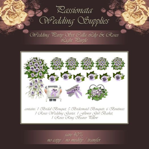 Wedding Party Set Calla Lily & Rose - Light Purple