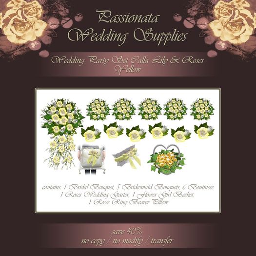 Wedding Party Set Calla Lily & Rose - Yellow