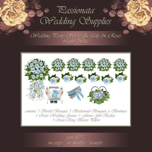 Wedding Party Set Calla Lily & Rose - Light Blue