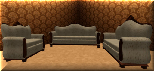 Victorian Leather Living Room Set - Cream (Boxed)