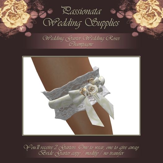 Beautiful Roses Wedding Garter - Champagne