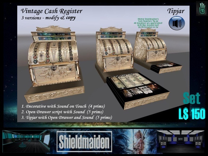 Shieldmaiden Vintage Cash Registers Set incl Tip Jar version