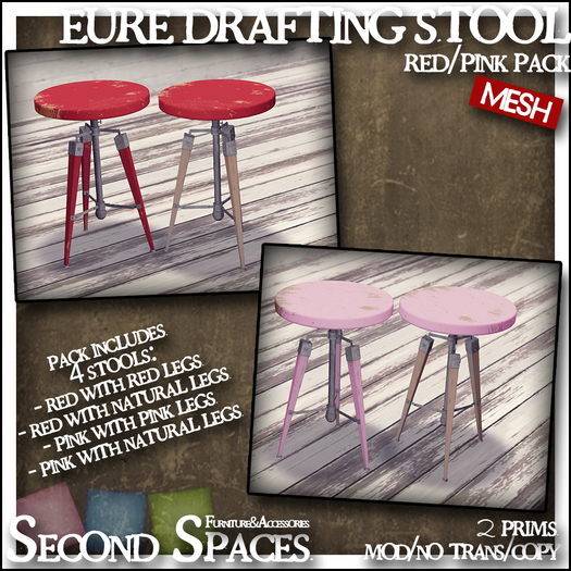 Eure Drafting Stool (red/pink pack) (mktplce)