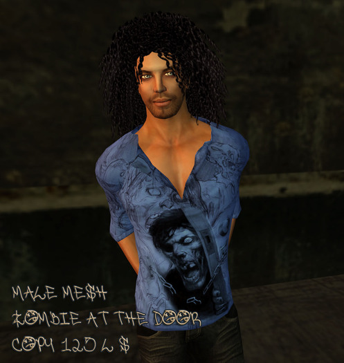 Zombie At Door Blue Male Mesh