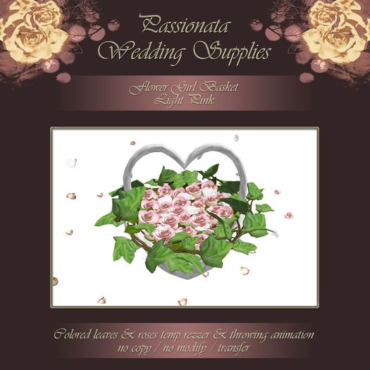 Flower Girl Basket - Light Pink Roses