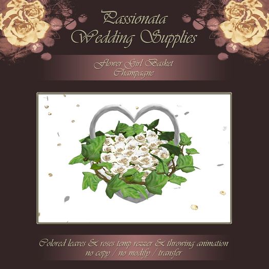 Flower Girl Basket - Champagne Roses