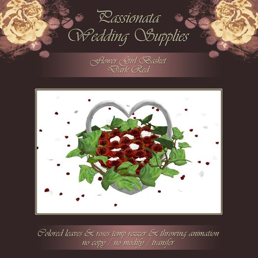 Flower Girl Basket - Dark Red Roses