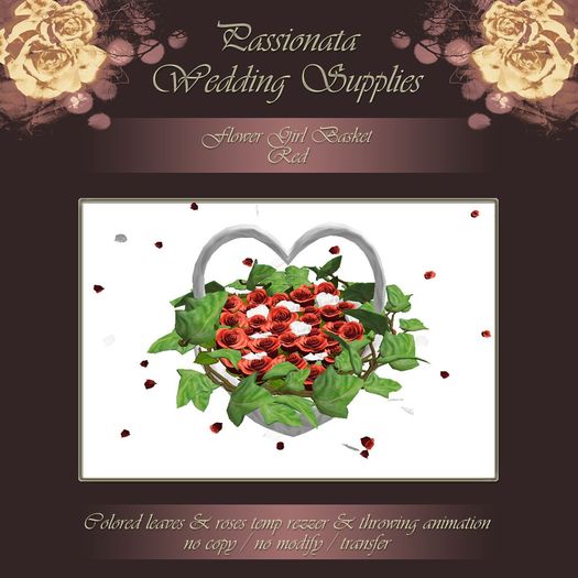 Flower Girl Basket - Red Roses