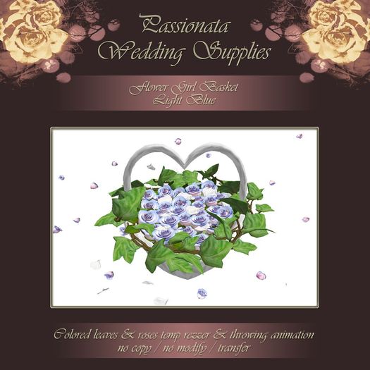 Flower Girl Basket - Light Blue Roses
