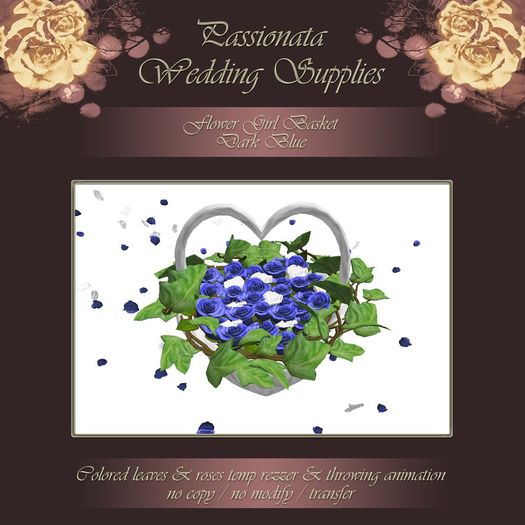 Flower Girl Basket - Dark Blue Roses