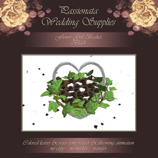 Flower Girl Basket - Black Roses